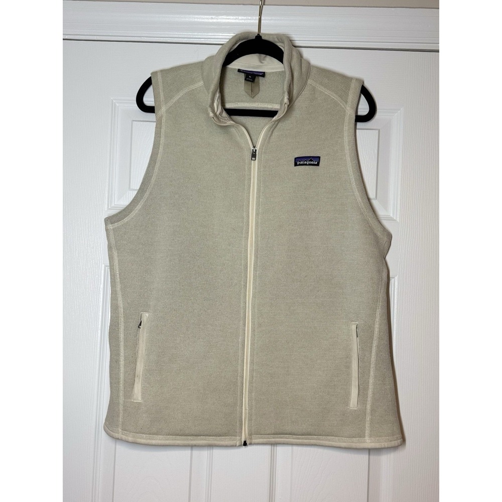 Patagonia Better Sweater Vest Womens XL Beige Full Zip Fleece Outdoor Pockets